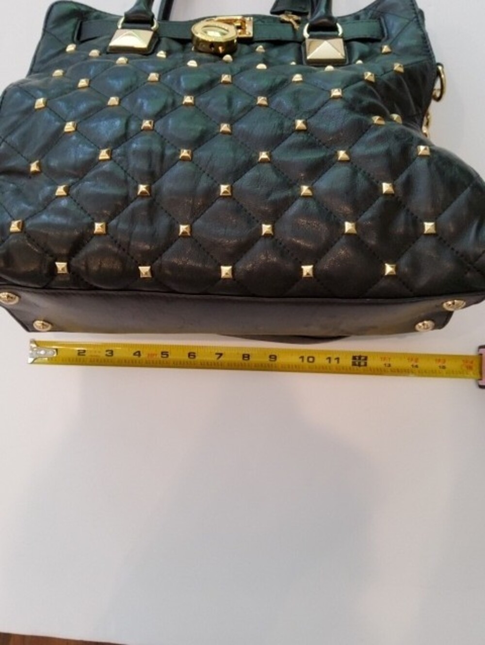 Michael Kors Black Quilted Hamilton Bag with Gold Studs - Picture 14 of 15